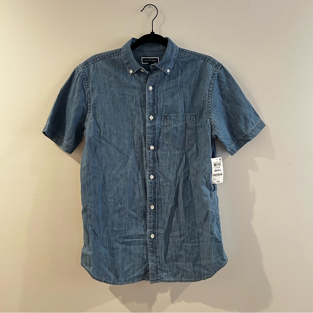 Club Room Denim Blue Casual Button Down Shirt, Shore Thing, Size Small